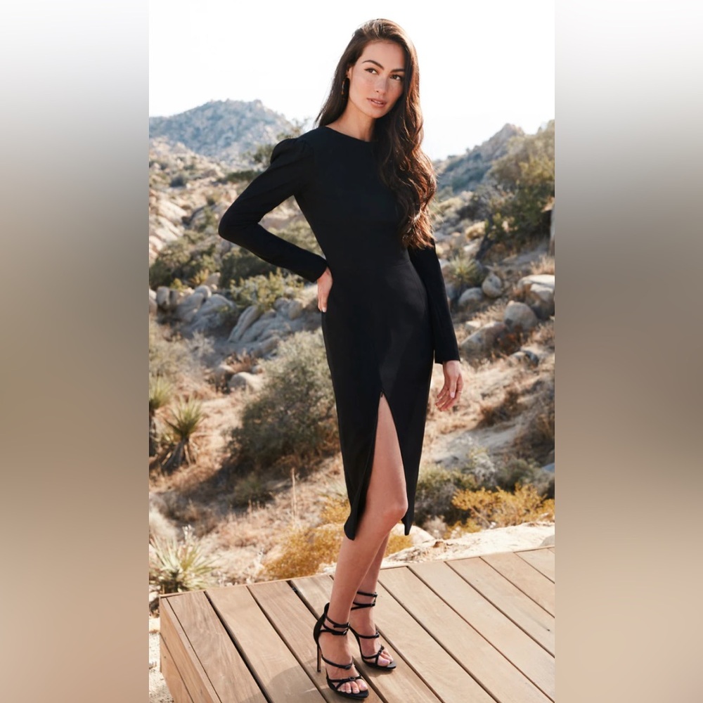Elegant Black Long Sleeve Dress